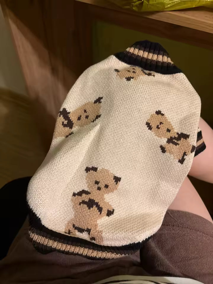 Knitted Cardigan, Beige, Bear