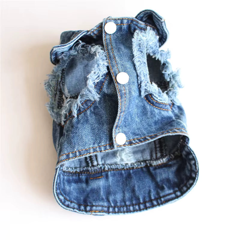 Distressed Denim Vest, Front, Buttons