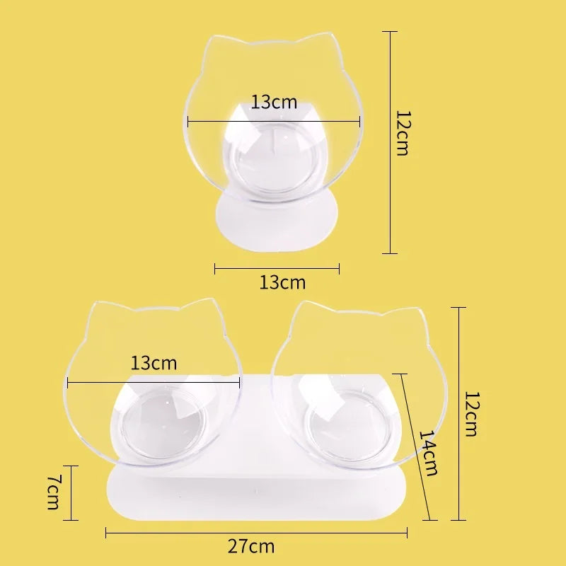 Inclined Cat Face Bowl, Size Chart