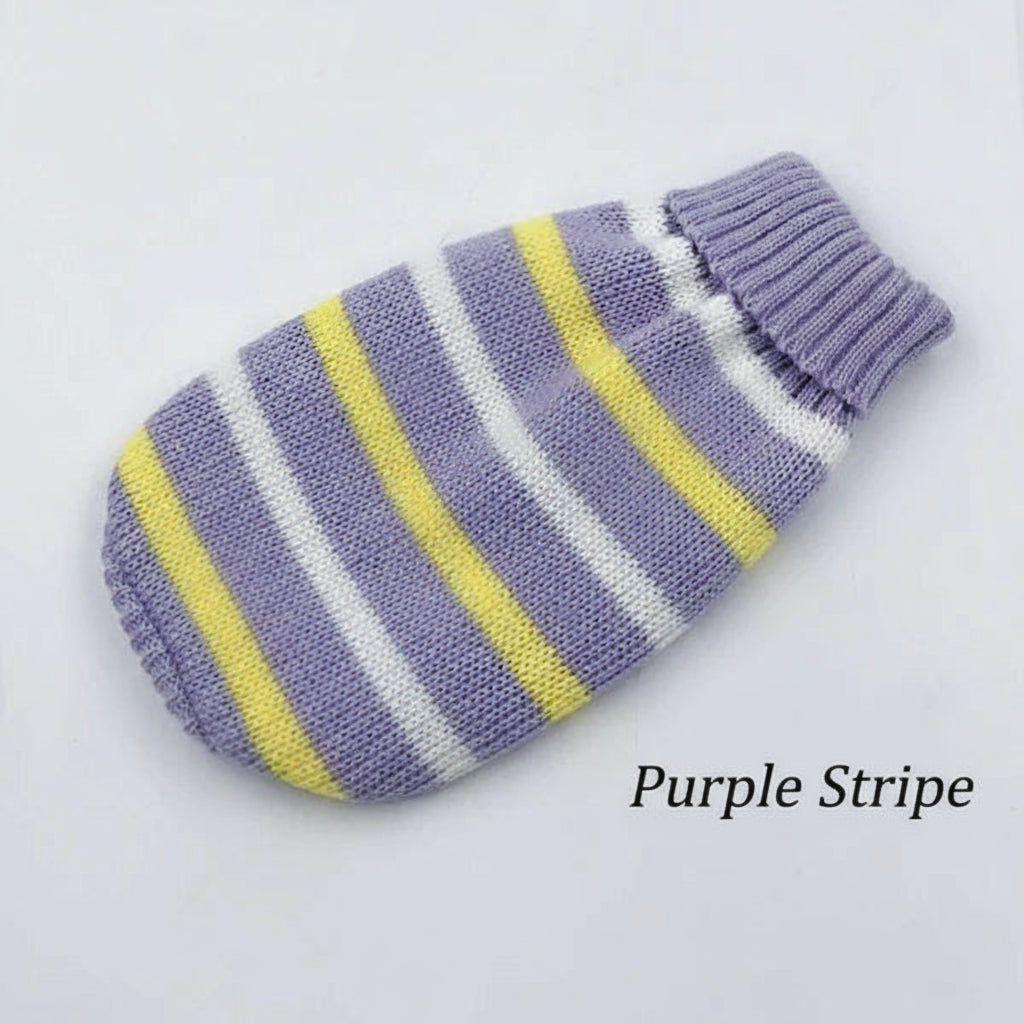 HOOPREETY Turtleneck Sweater, Purple/Gray Stripe