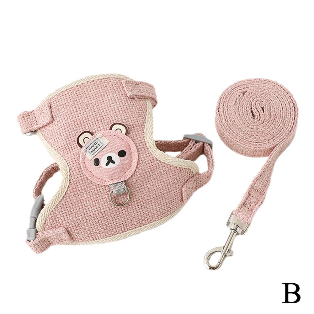 Teddy Bear Harness with Leash in Pink