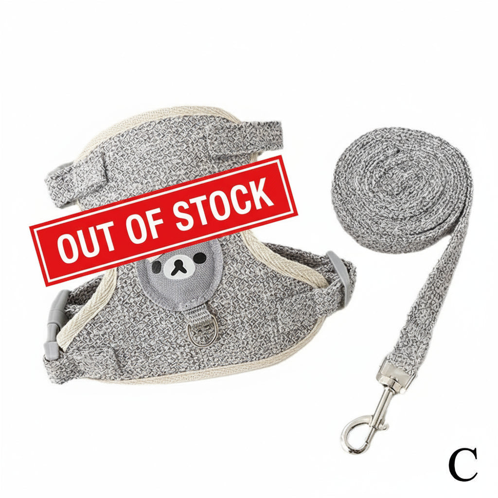 Teddy Bear Harness with Leash in Grey