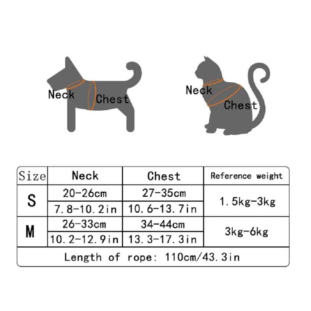 Teddy Bear Harness with Leash, Size Chart