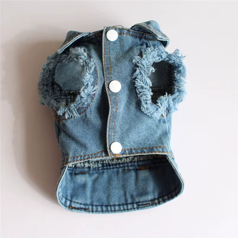 Distressed Denim Vest, Front, Buttons