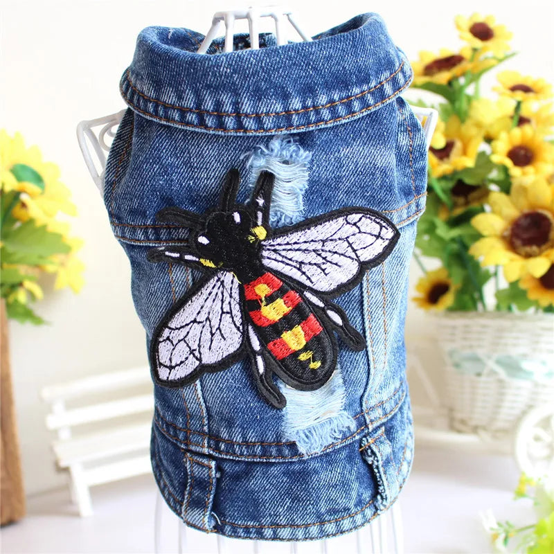 Distressed Denim Vest, Bee