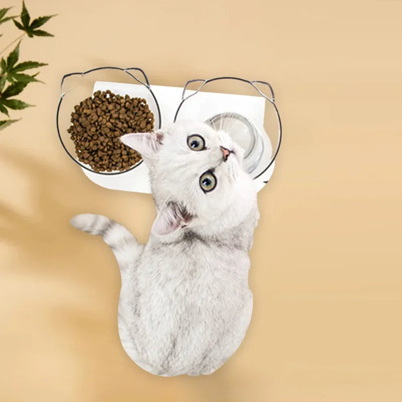 Inclined Cat Face Bowl, Clear 