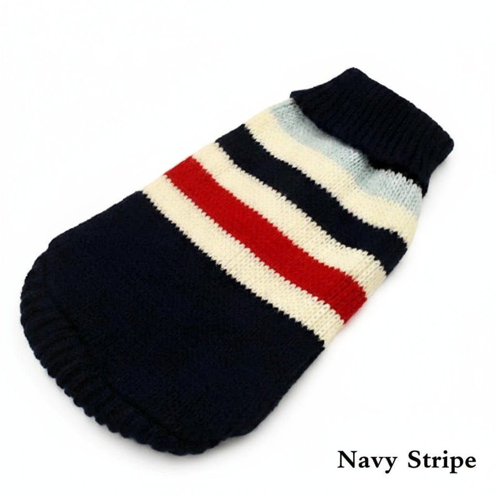 HOOPREETY Turtleneck Sweater, Navy Stripe