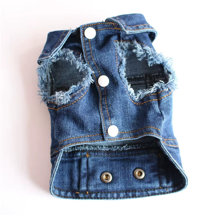 Distressed Denim Vest, Buttons, Front