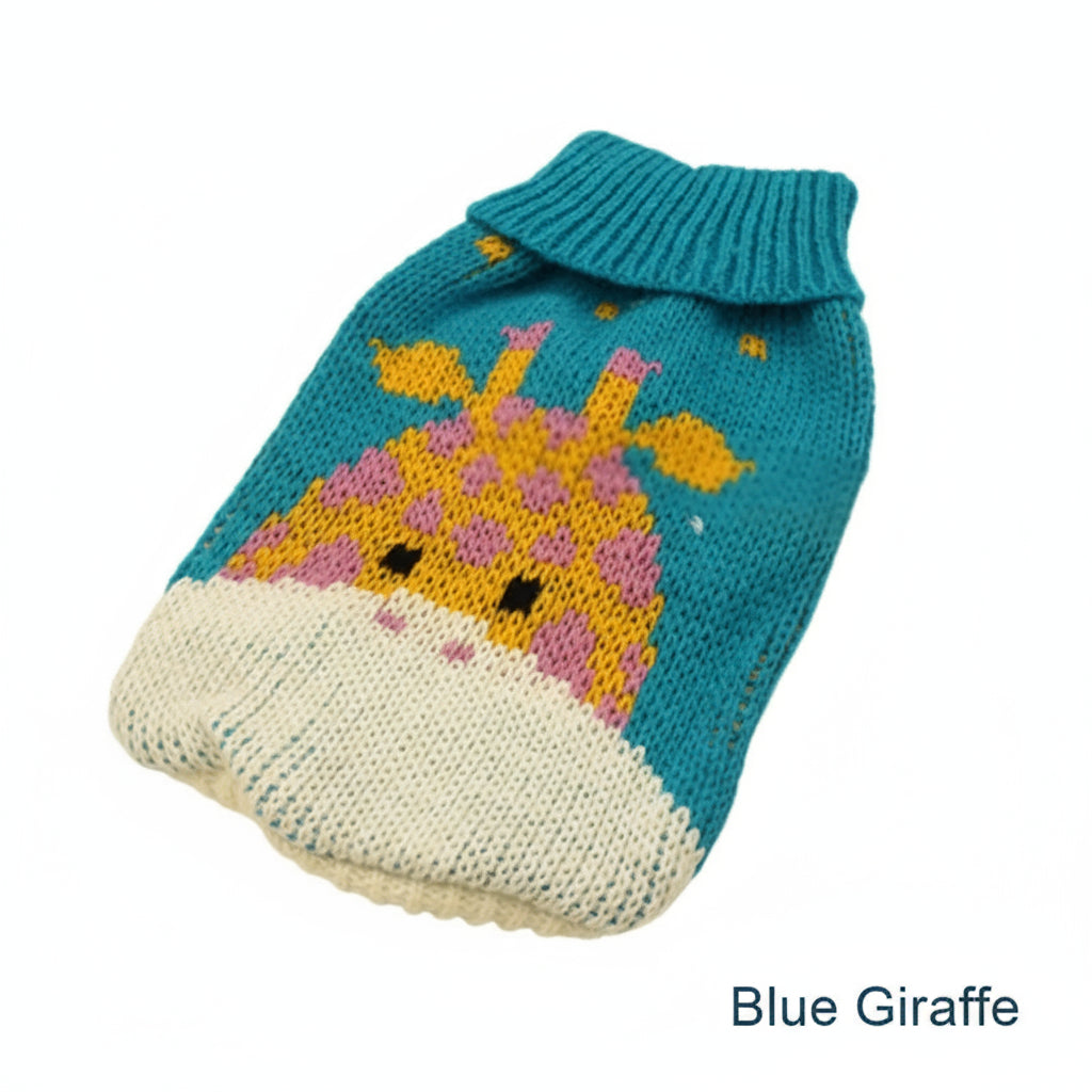 HOOPREETY Turtleneck Sweater, Blue Giraffe