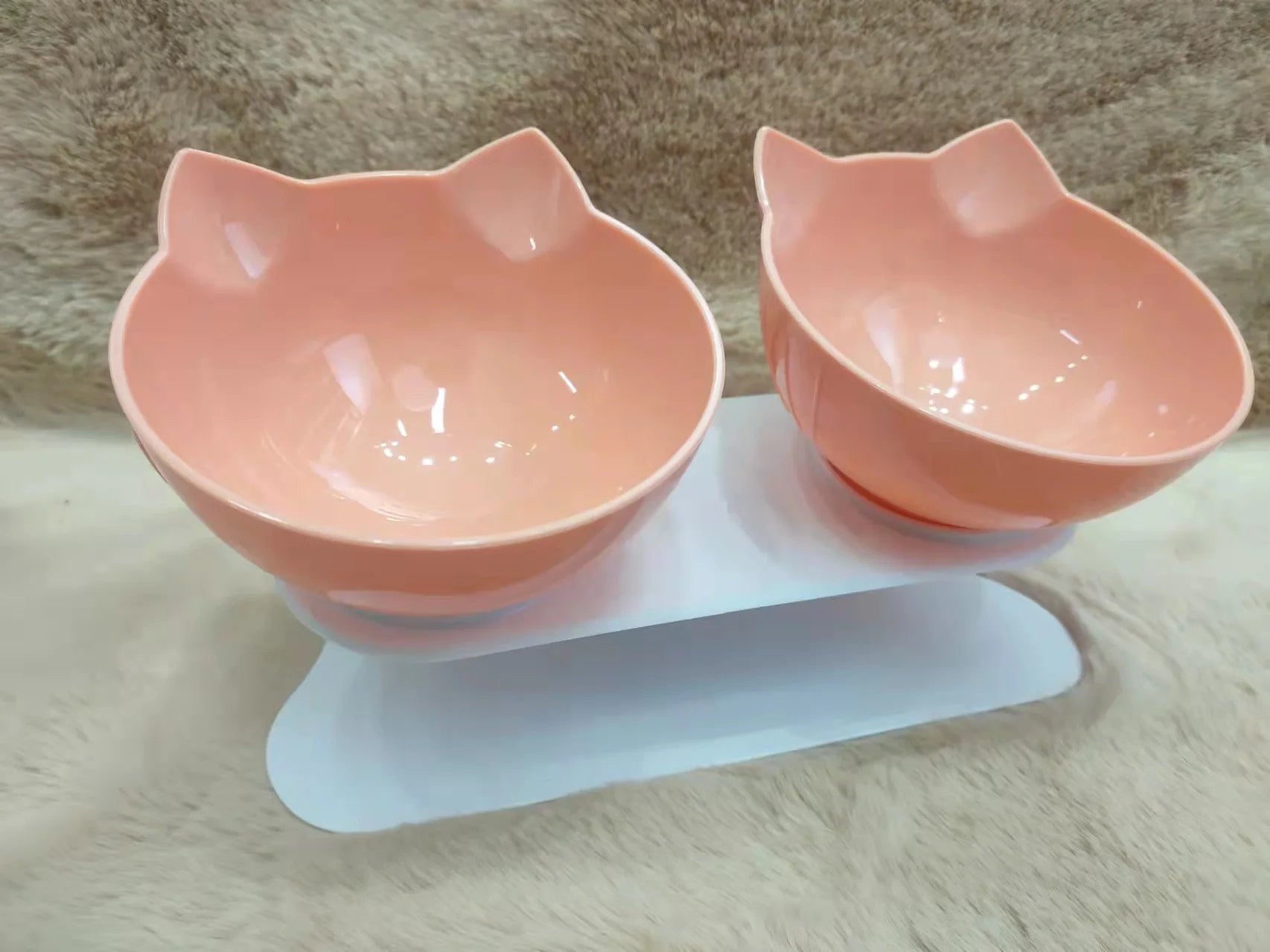 Inclined Cat Face Bowl, Orange, Double
