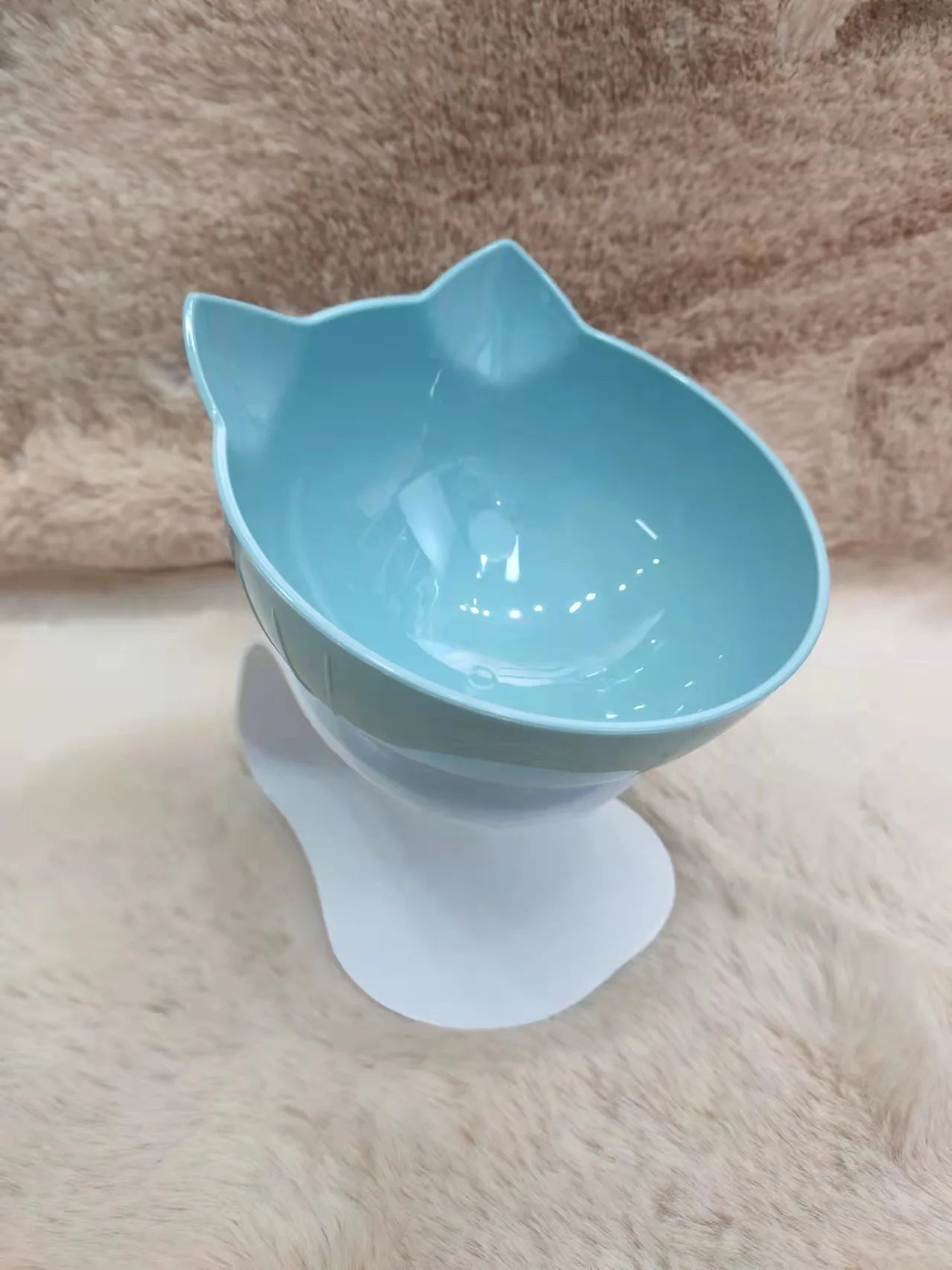 Inclined Cat Face Bowl, Blue