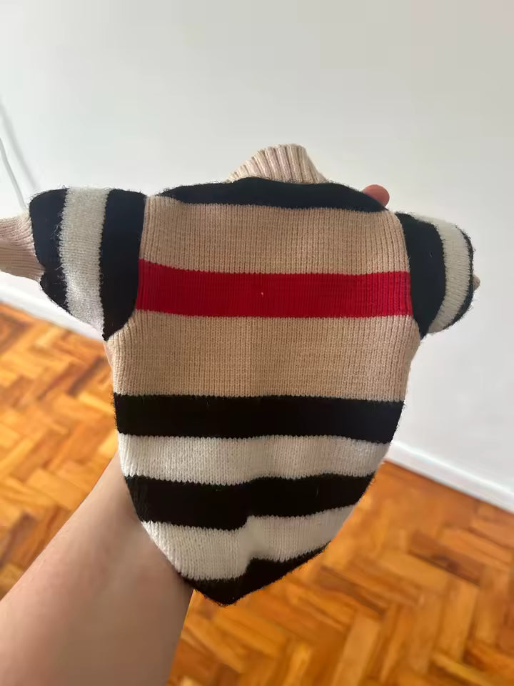 Knitted Cardigan, Beige, Stripes