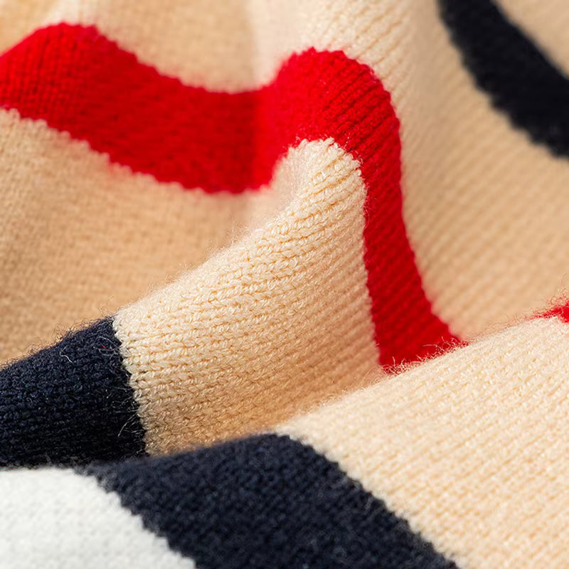 Knitted Cardigan, Beige, Stripes, Fabric