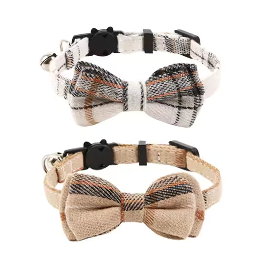 Plaid Bowtie Collar and Bandana, Double Bow Ties