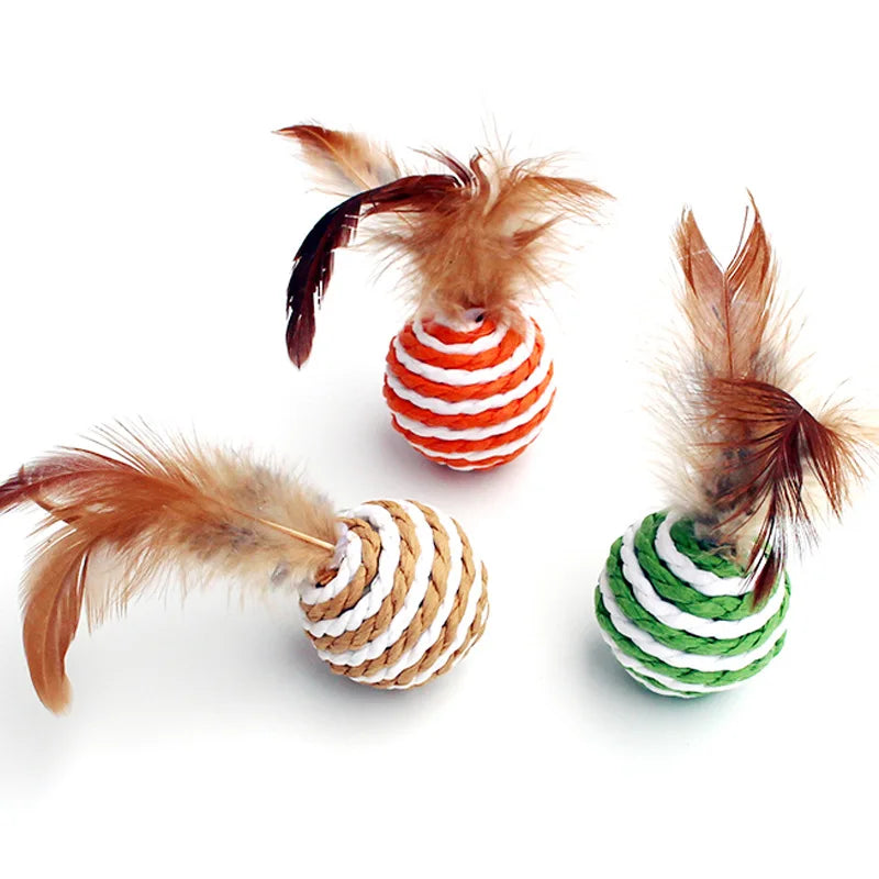 Sisal Ball with Feathers