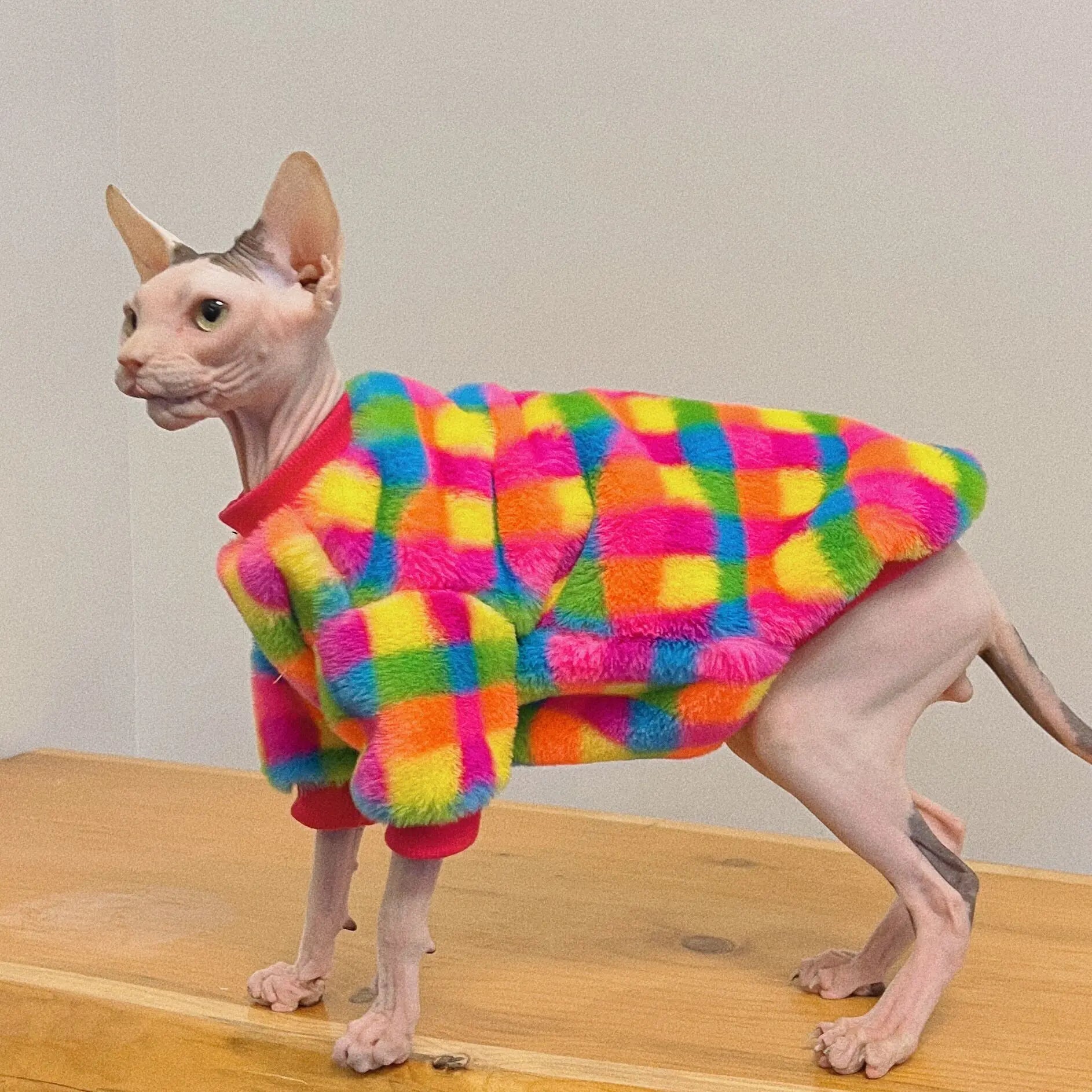 Rainbow Plaid Fleece, Side View