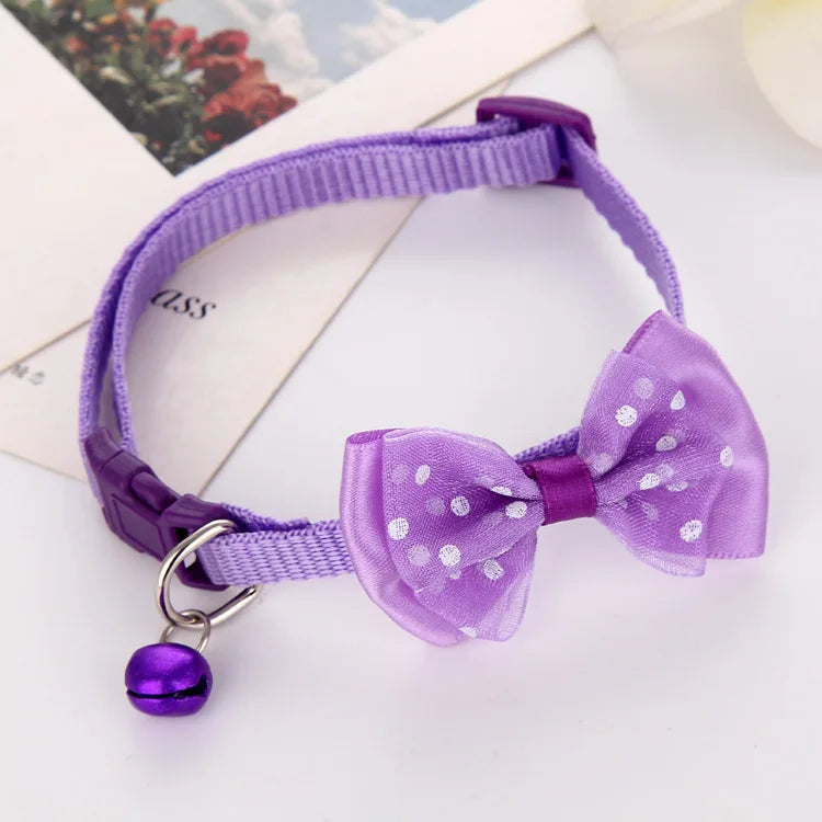 Polka Dot BowTie Collar, Purple