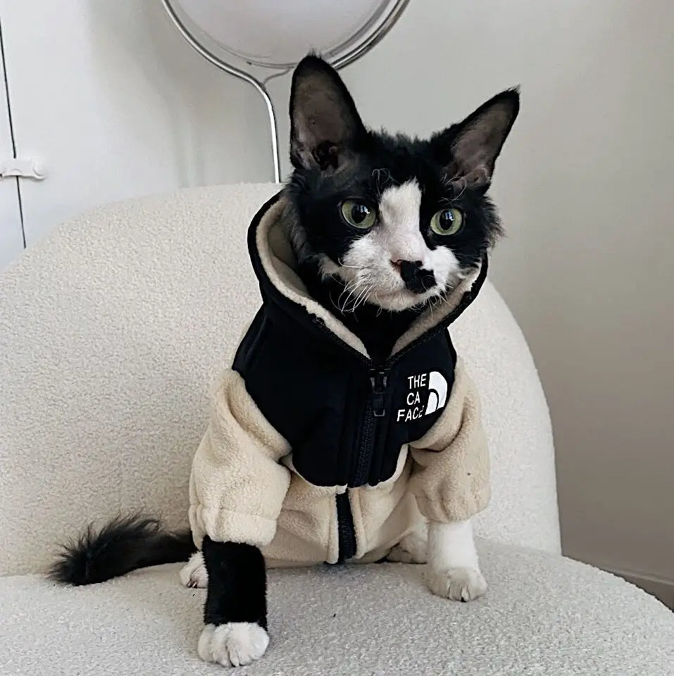CatFace Reflective Fleece, Beige