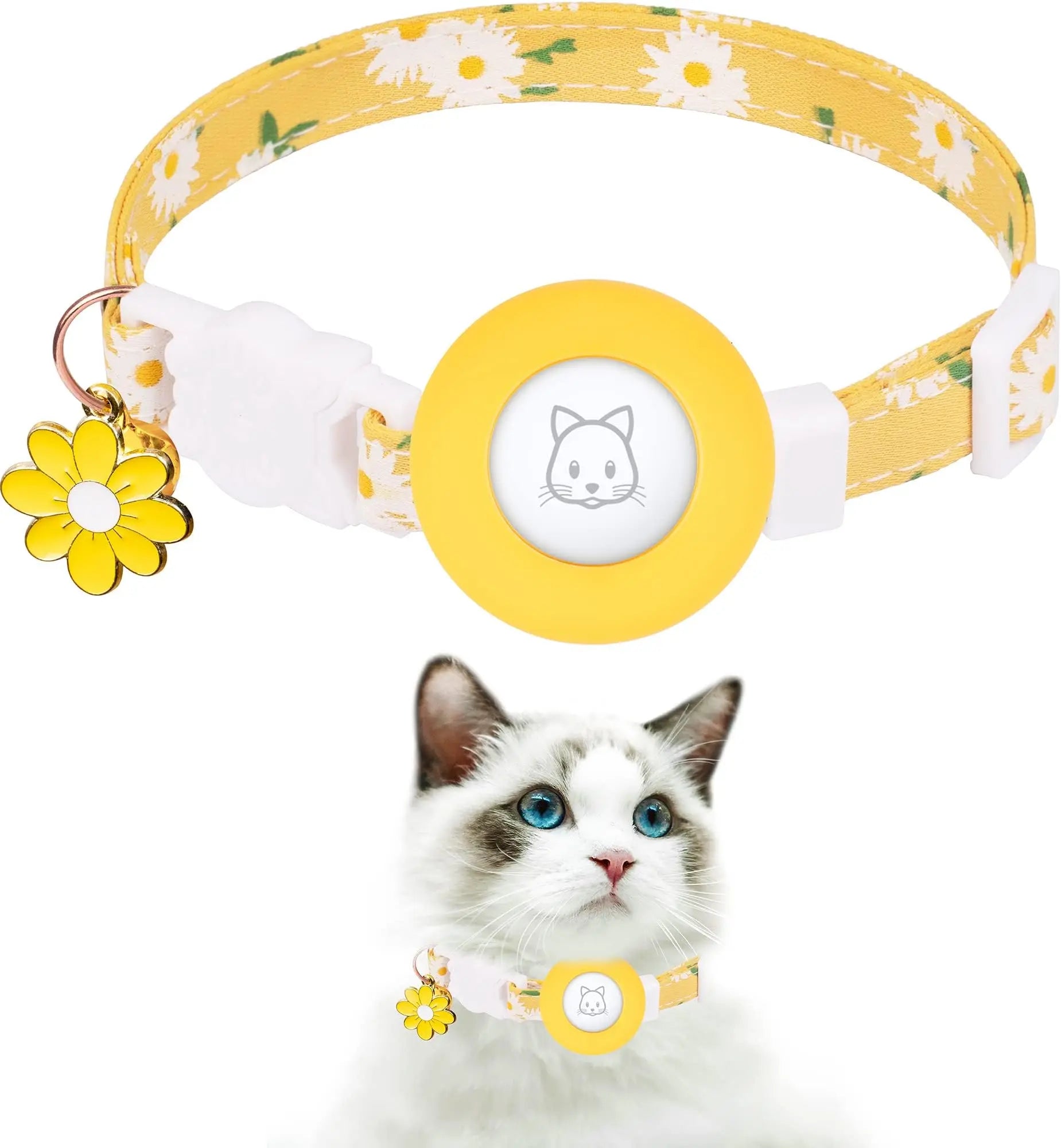 FUNAMEI Airtag Collar with Petal Charm, Yellow