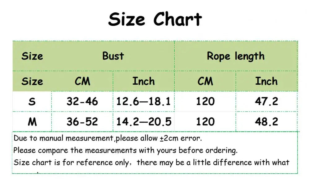 Petal Design Collar with Harness & Leash ,Size Chart