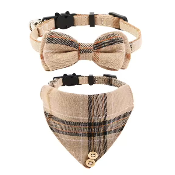 Plaid Bowtie Collar and Bandana, Style C