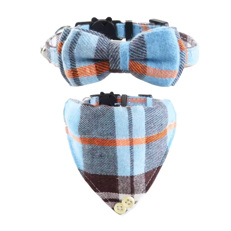 Plaid Bowtie Collar and Bandana, Style D
