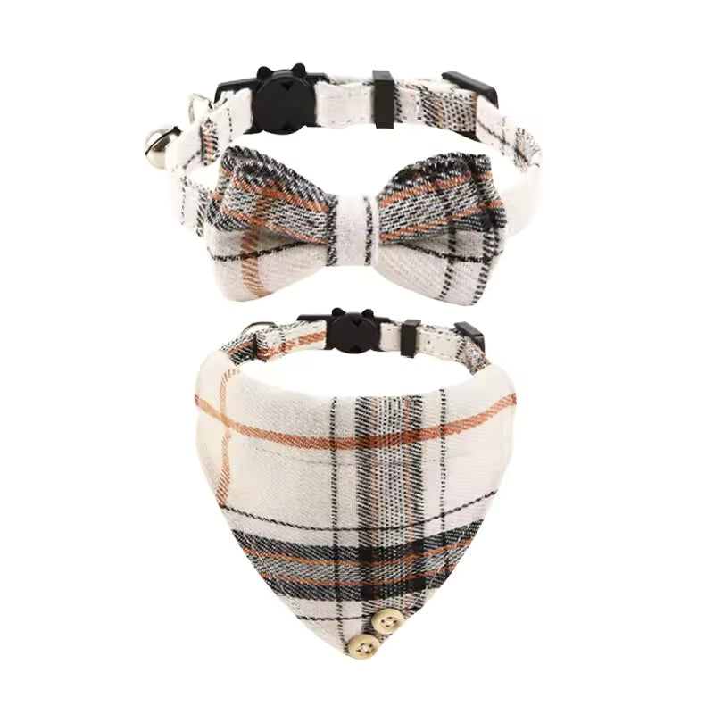 Plaid Bowtie Collar and Bandana, Style A