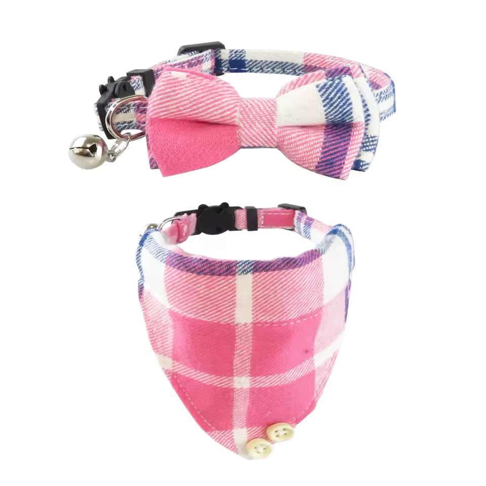 Plaid Bowtie Collar and Bandana, Style E