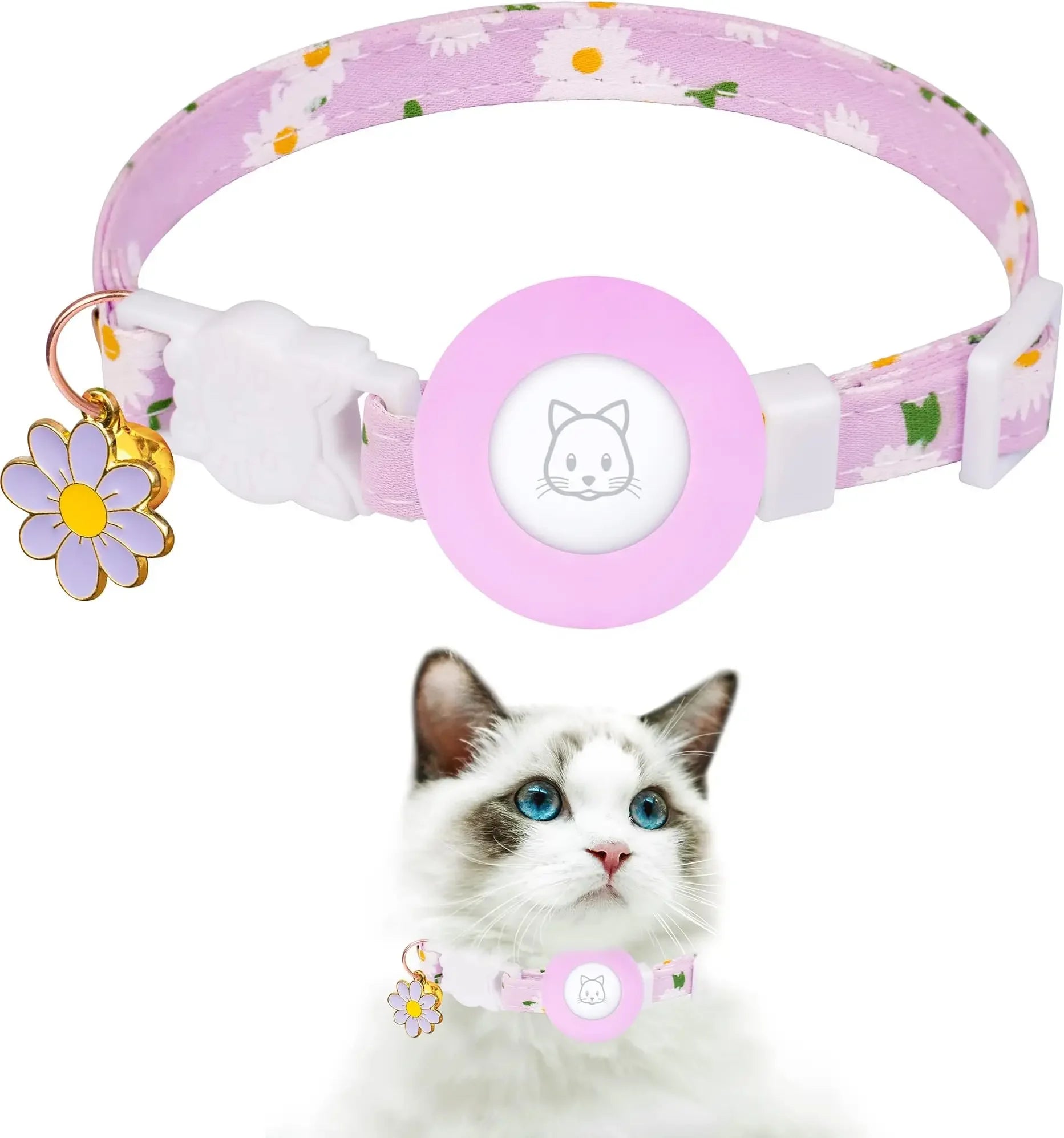 FUNAMEI Airtag Collar with Petal Charm, Purple