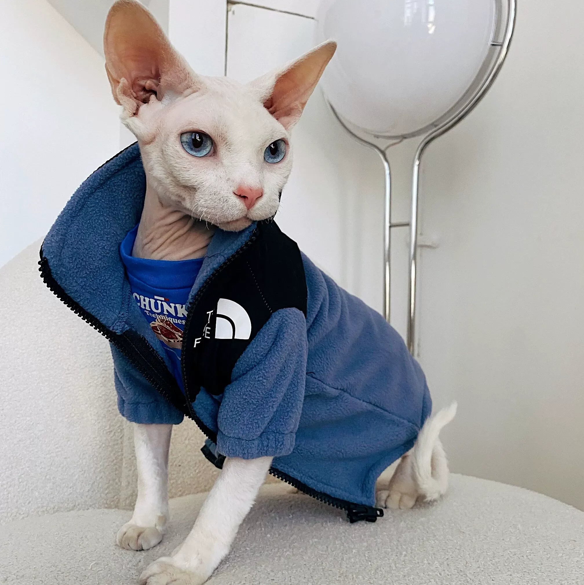 CatFace Reflective Fleece, Blue