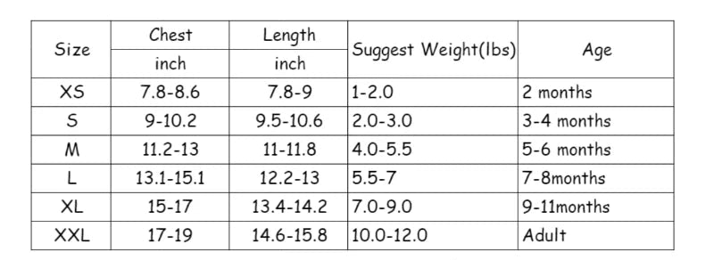 Duomasumi Mock Turtleneck Size Chart