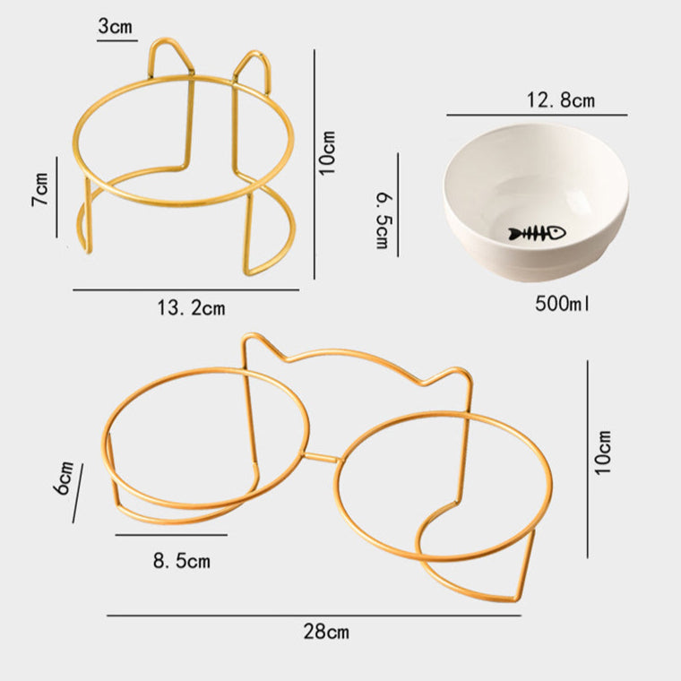 Poursweet Ceramic Bowl with Elevated Stand, Size Chart