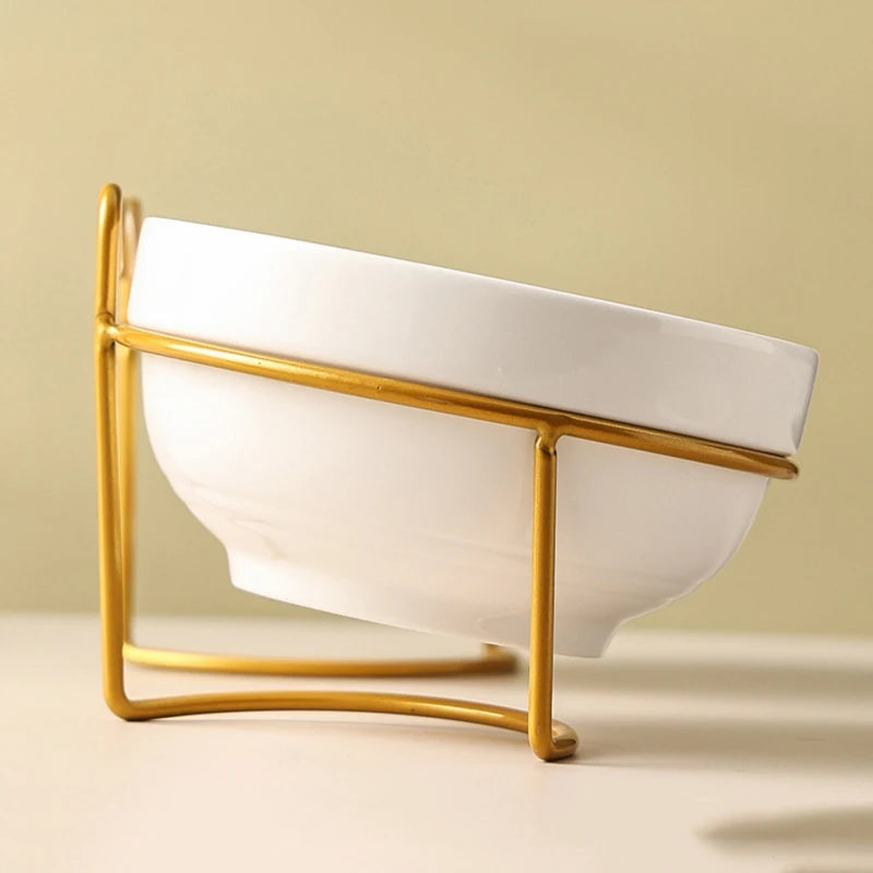 Poursweet Ceramic Bowl with Elevated Stand, Gold