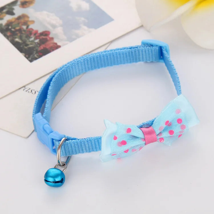 Polka Dot BowTie Collar, Blue