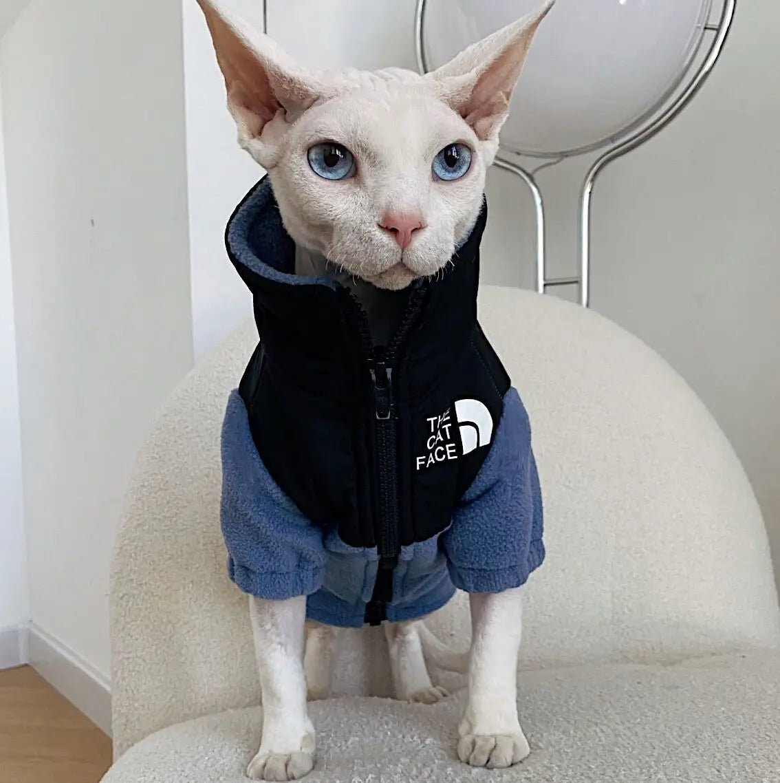 CatFace Reflective Fleece, Blue